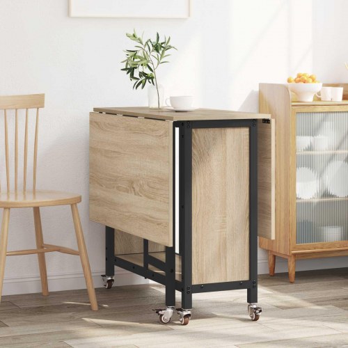 Foldbart spisebord med hjul 130 x 80 x 76,5 cm stål PB