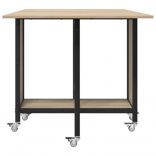 Foldbart spisebord med hjul 130 x 80 x 76,5 cm stål PB