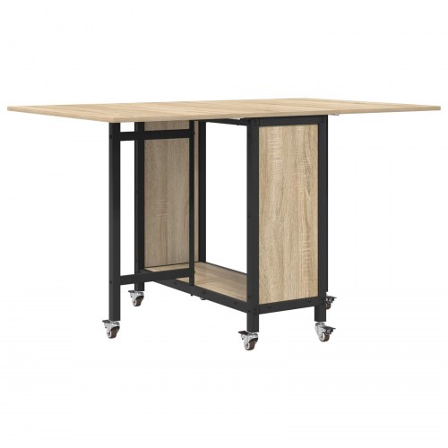 Foldbart spisebord med hjul 130 x 80 x 76,5 cm stål PB