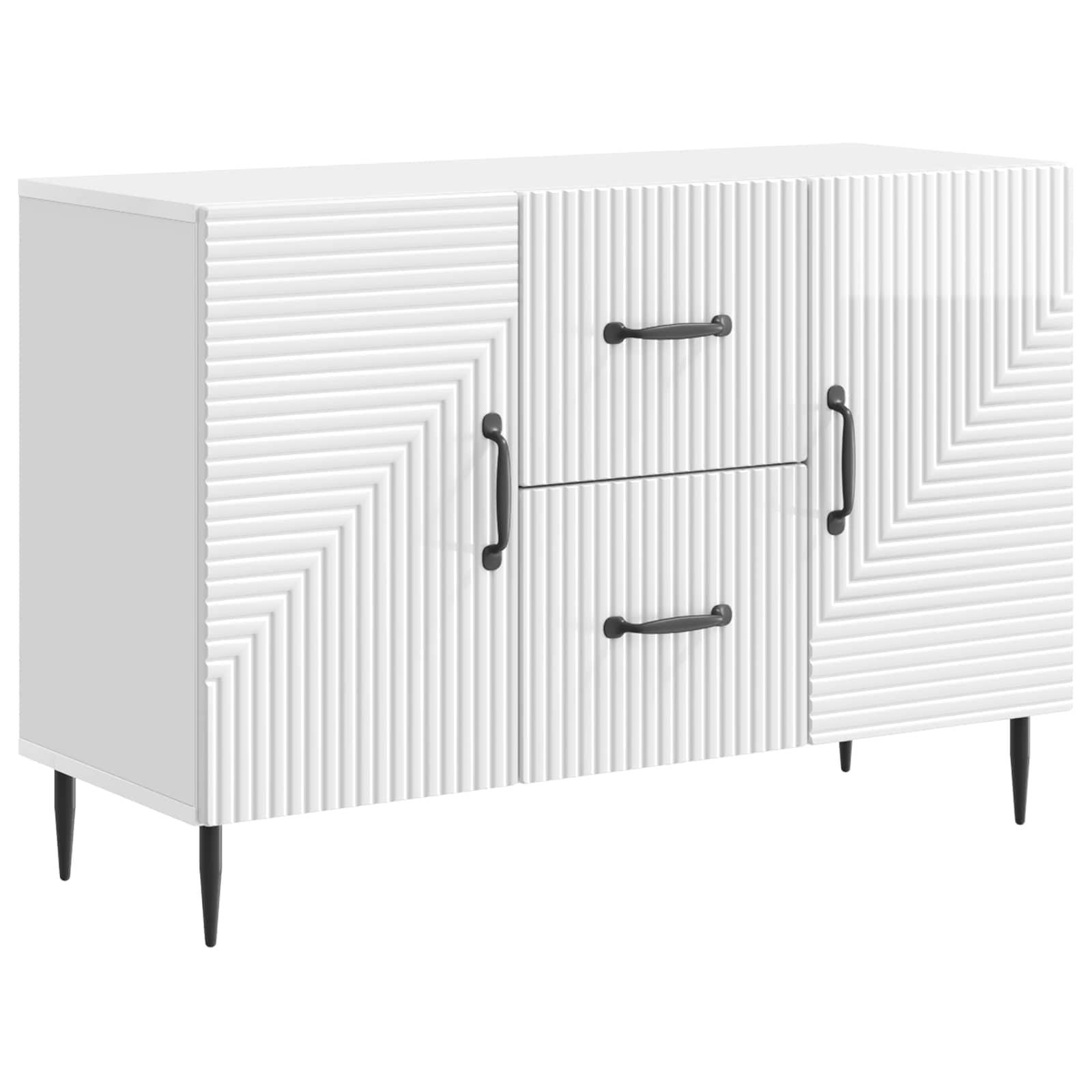 Sidebord Hvid højglans 89 x 34,5 x 60 cm Konstrueret træ