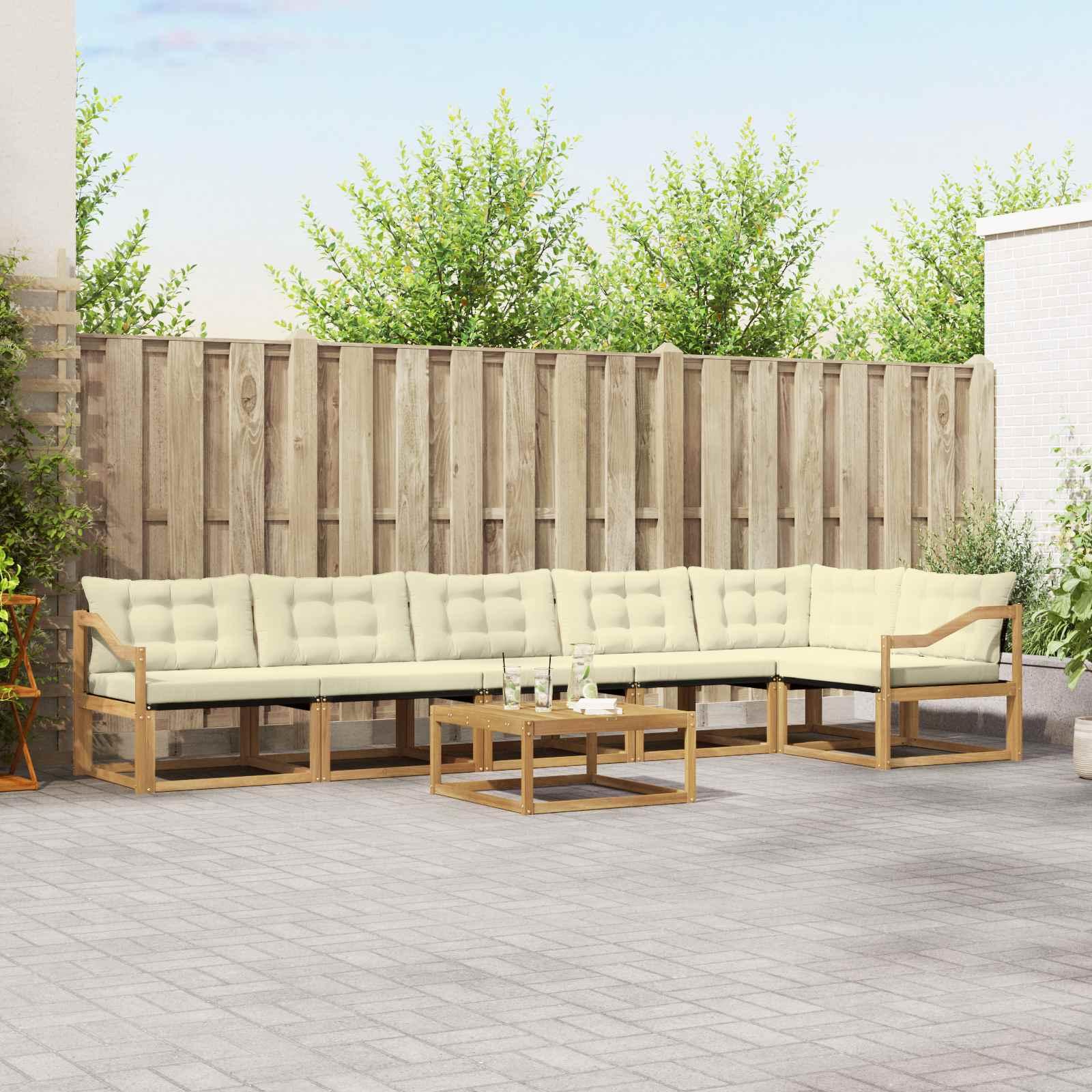 Udendørs sofagruppe 7 stk Hvid og cremefarvet 79 x 79 x 37 cm