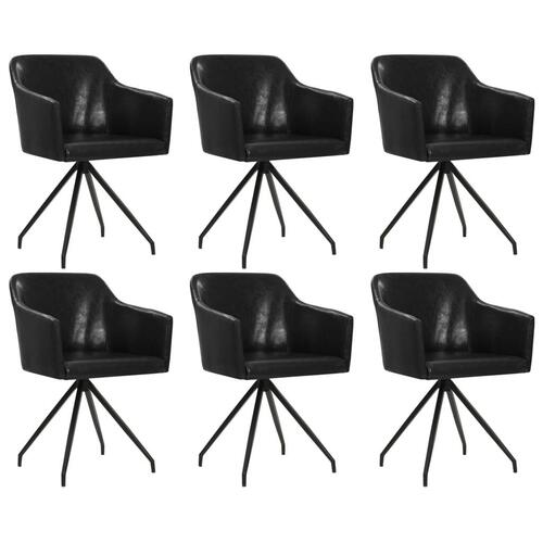 Drejelige spisebordsstole 6 stk. kunstlæder sort