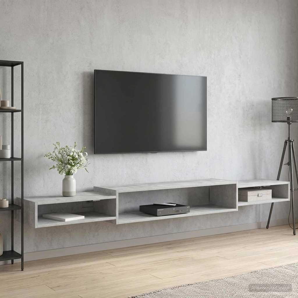 Væghængt TV Skab Vægmonteret Betongrå 220 x 28 x 21 cm