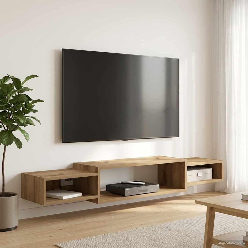 Væghængt TV Skab Vægmonteret Artisan-eg 140 x 28 x 21 cm