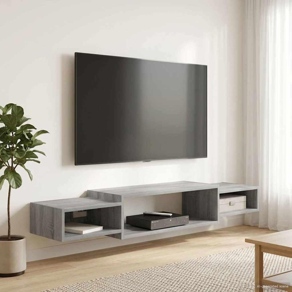 Væghængt TV Skab Vægmonteret Grå Sonoma 140 x 28 x 21 cm