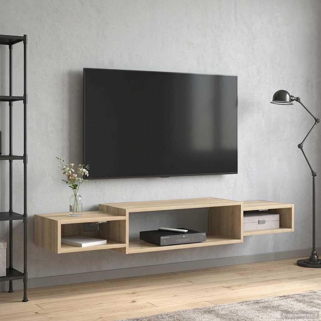 Væghængt TV Skab Vægmonteret Sonoma-eg 140 x 28 x 21 cm