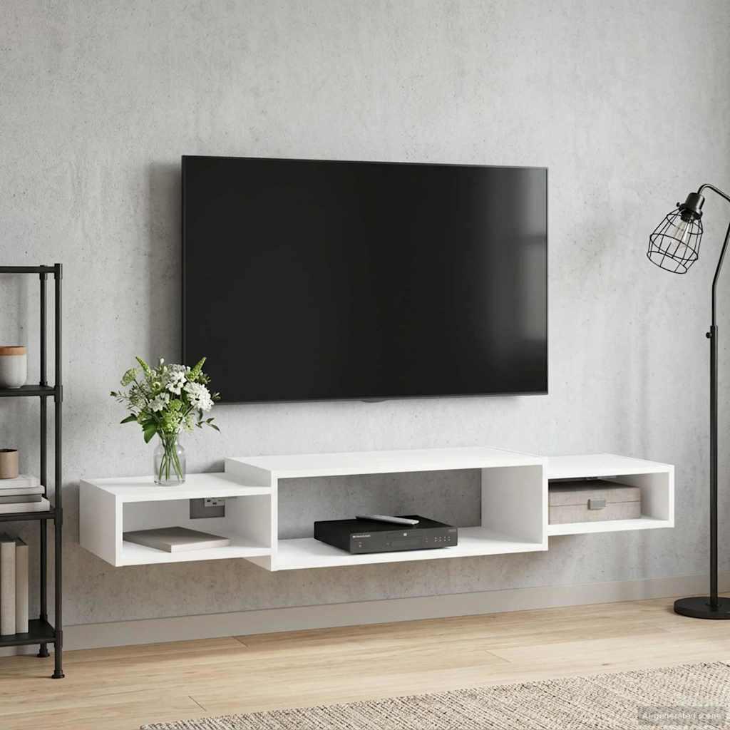 Væghængt TV Skab Vægmonteret Hvid 140 x 28 x 21 cm