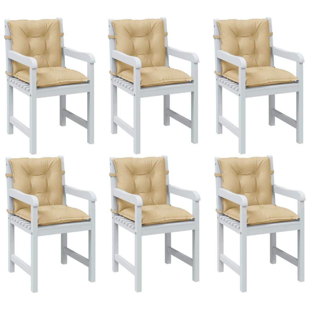 Stolehynder med lav ryg 6 stk. 100x50x7 cm stof beige