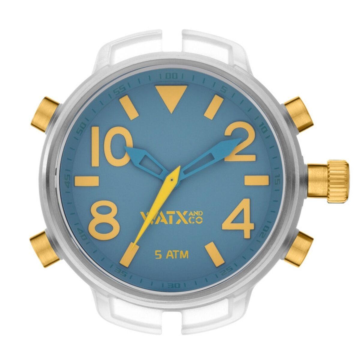 Watx & Colors RWA3748 herreur - blå urskive, gennemsigtig kasse, 49 mm
