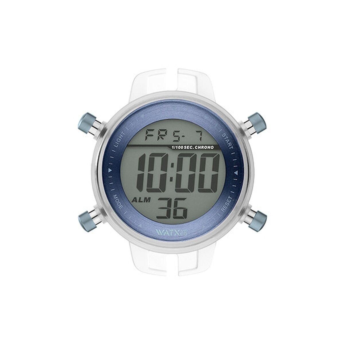 Watx & Colors RWA1064 unisex armbåndsur - gennemsigtig urkasse & blå urskive, silikonerem
