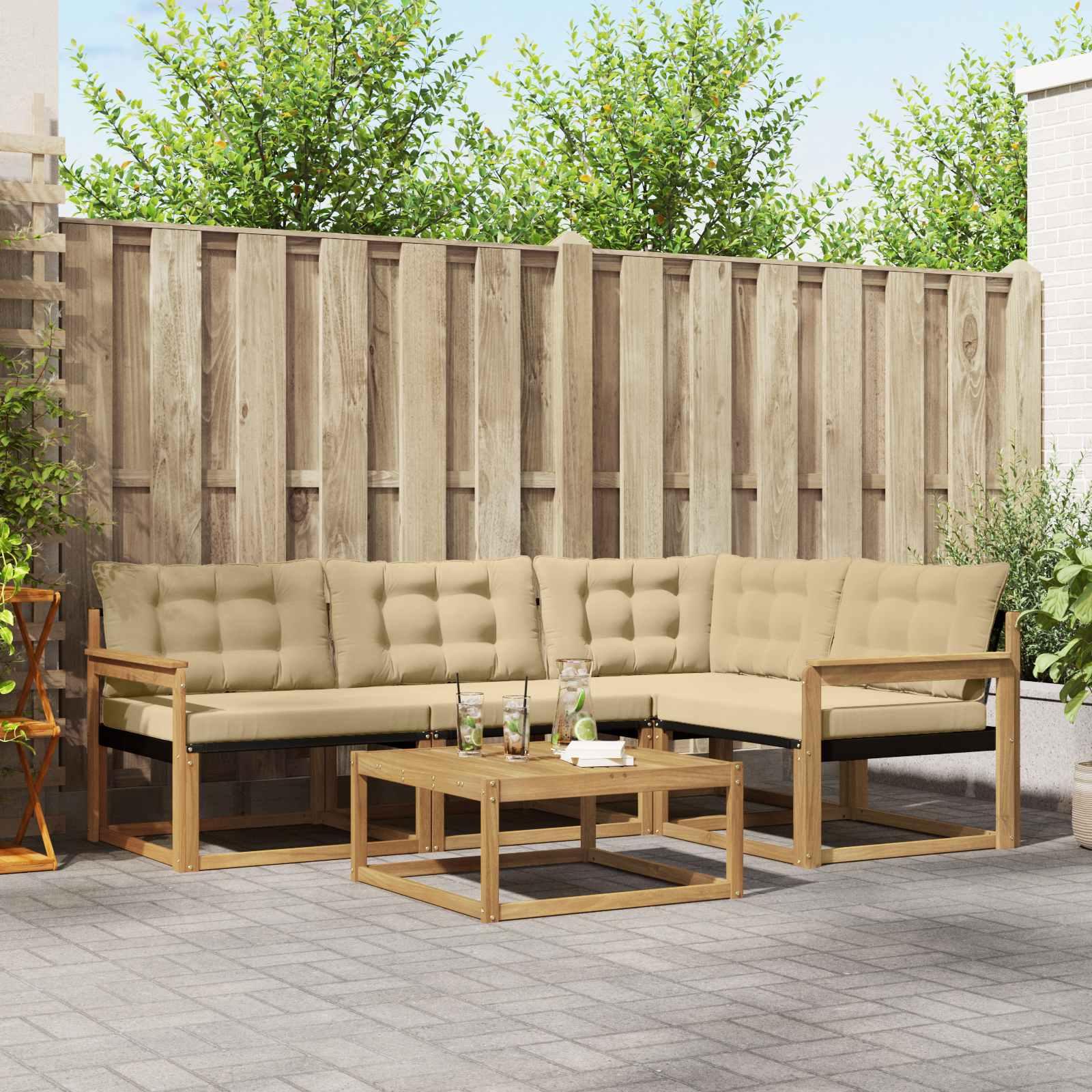 Udendørs sofagruppe 5 stk Hvid og Beige 79 x 79 x 37 cm