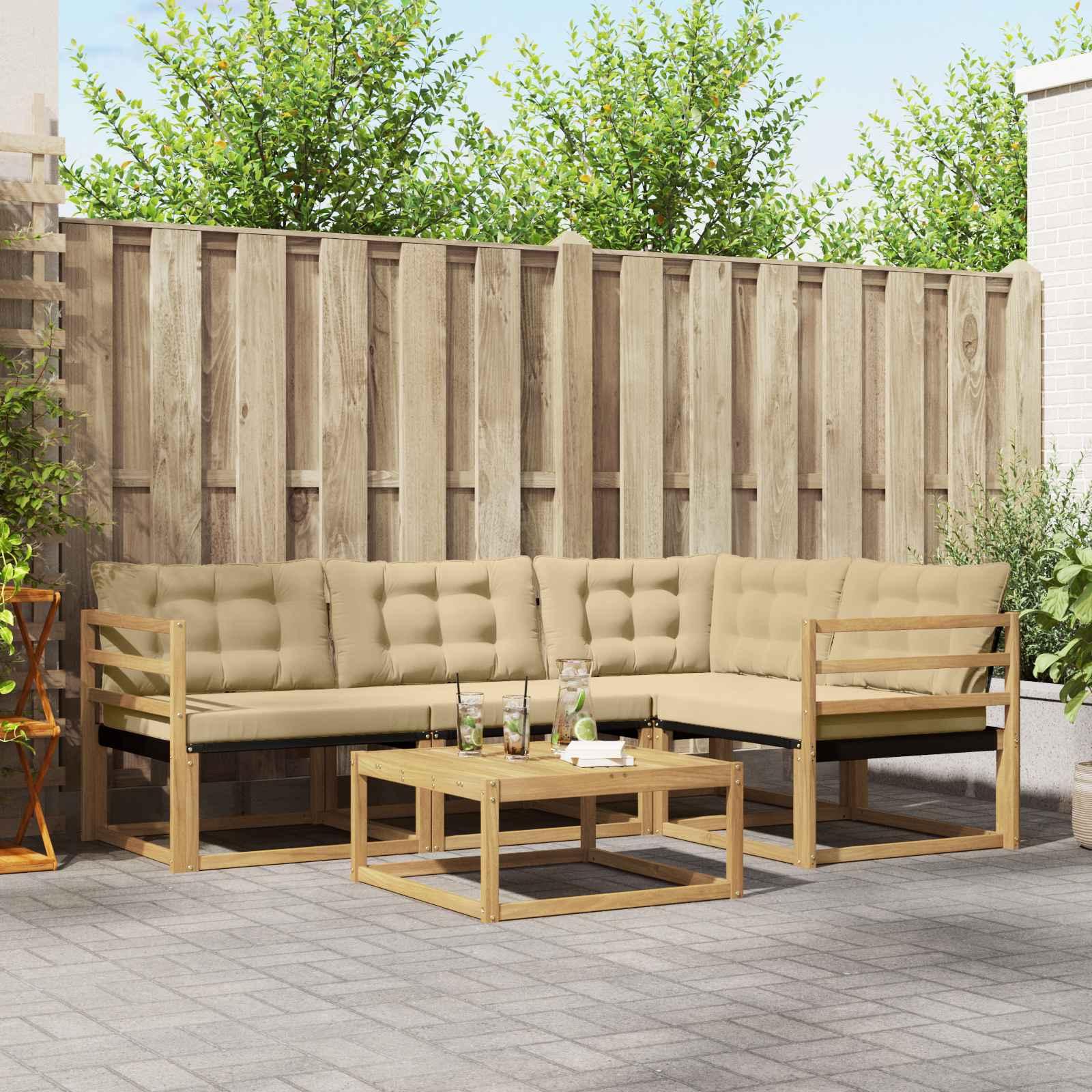 Udendørs sofagruppe 5 stk Hvid og Beige 79 x 79 x 37 cm