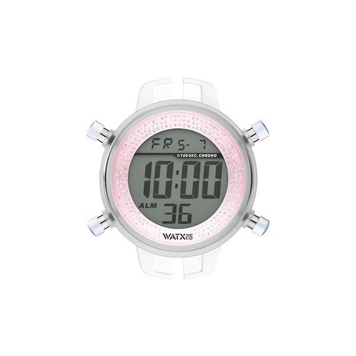 Watx & Colors RWA1130 unisex armbåndsur - rosa/transparent, 43 mm