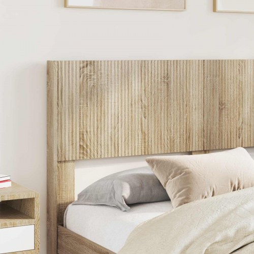 Sengestel med opbevaring og hovedgærde Sonoma-eg 140 x 190 cm