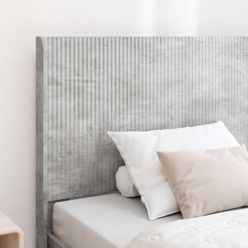 Sengestel med opbevaring og hovedgærde - betongrå 90 x 200 cm
