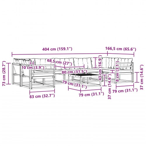 Udendørs sofagruppe 8 stk Hvid og sort 79 x 79 x 37 cm