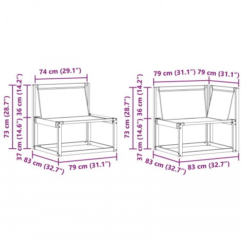 Udendørs sofagruppe 8 stk Hvid og sort 79 x 79 x 37 cm
