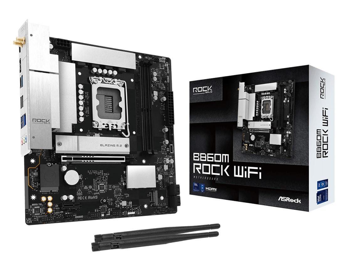 ASRock B860M Rock WiFi - Intel B860, LGA 1851, micro ATX bundkort billede