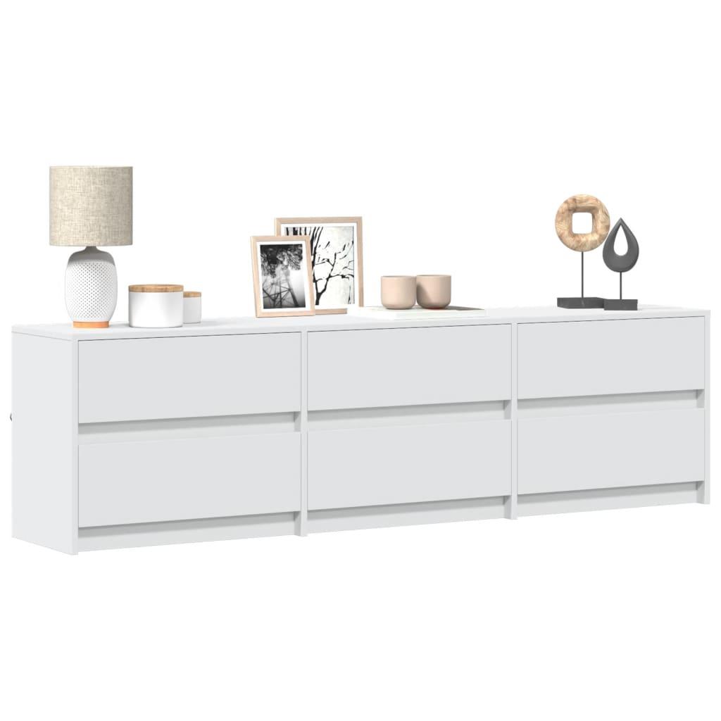 Tv-bord med LED-lys 180x34x50 cm konstrueret træ hvid