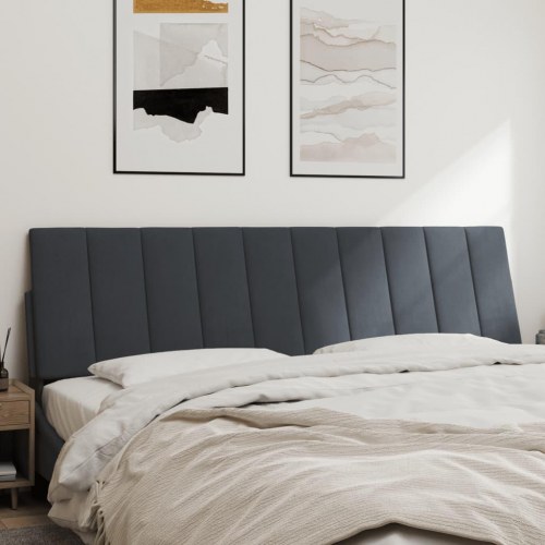 Gavlpude Hanko 183 cm i velour - mørkegrå sengegavlspude