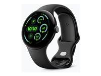Google Pixel Watch 3 - 45 mm - matsort aluminium - smart ur med aktivt bånd - fluoroelastomer - obsidian - båndstørrelse: L - 32 GB - Bluetooth, Wi-Fi 6, NFC, UWB, LTE - 4G - 37 g