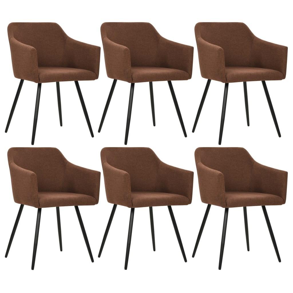 Spisebordsstole 6 stk. brun stof
