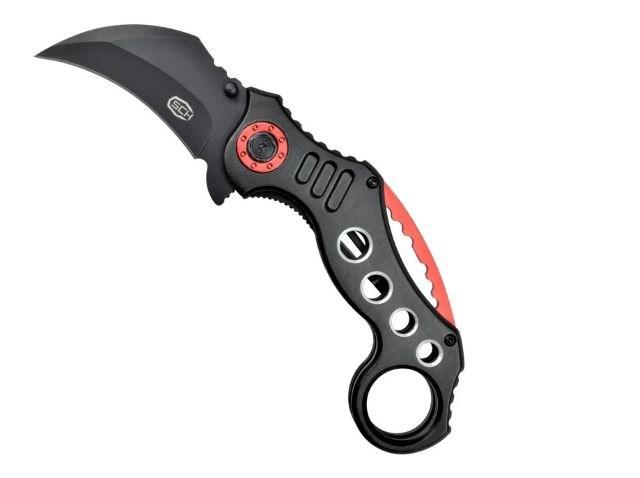 SCK Karambit foldekniv K29 - sort/rød, rustfrit stål