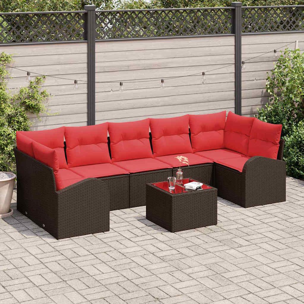 Havesofa Sæt Brun og Rød 55 x 55 x 37 cm polyrattan