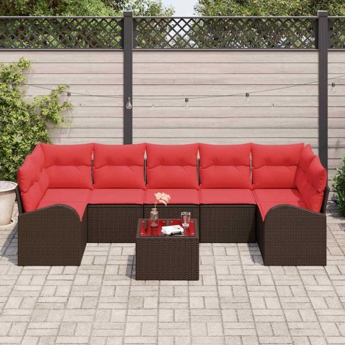 Havesofa Sæt Brun og Rød 55 x 55 x 37 cm polyrattan