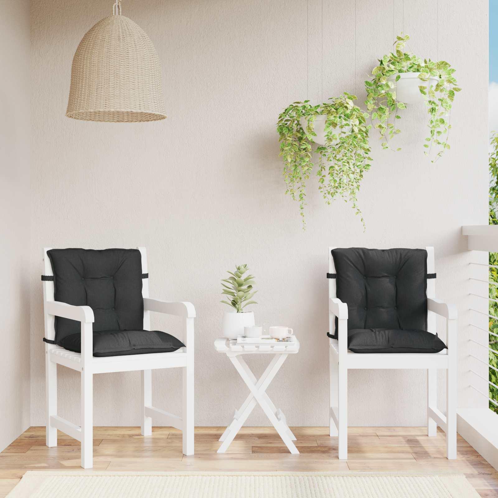 Lavrygget Stolepuder Sæt 2 stk Melange Sort 100 x 50 x 7 cm