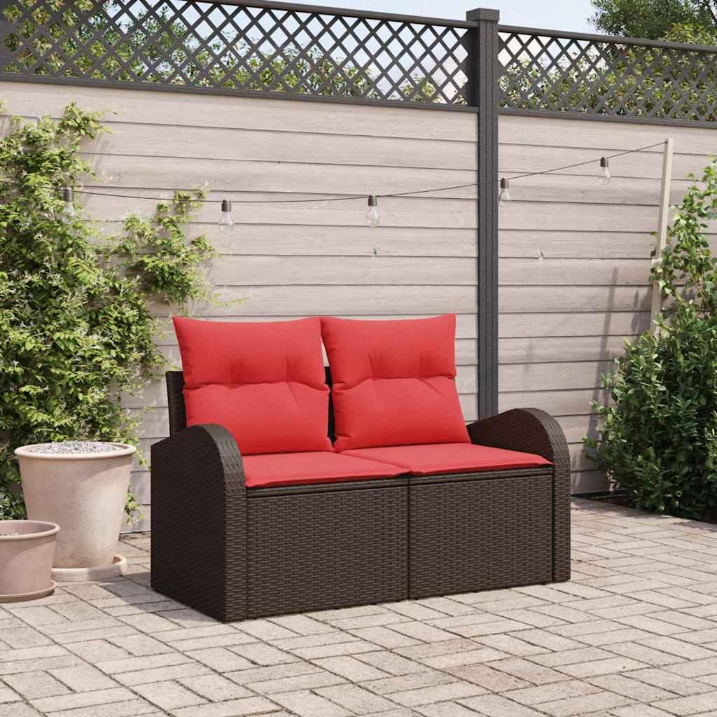 Havemøbelsofa i brun polyrattan - 2-personers, 124 × 62 × 85 cm
