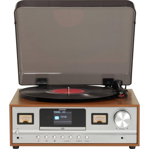 Denver MRD-52 retro stereoanlæg med pladespiller i lyst træ