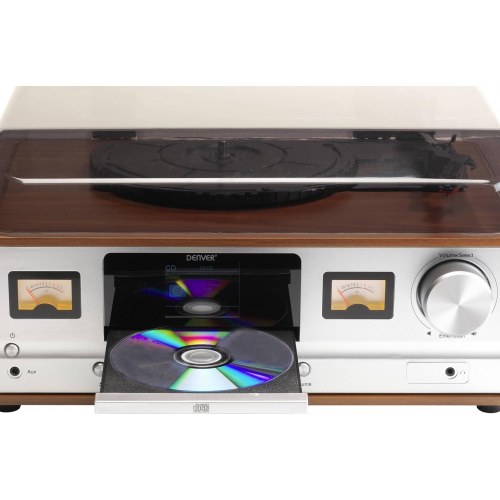 Denver MRD-52 retro stereoanlæg med pladespiller i lyst træ