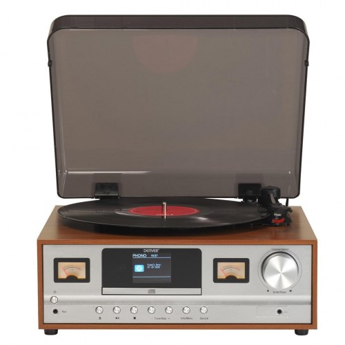 Denver MRD-52 retro stereoanlæg med pladespiller i lyst træ