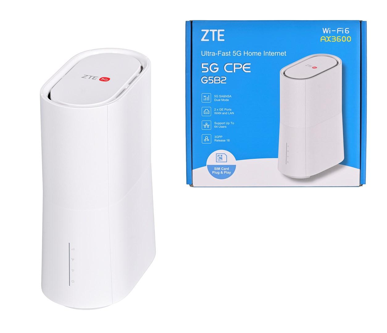 ZTE G5B2 5G Wi‑Fi 6 router – dual‑band, hvid