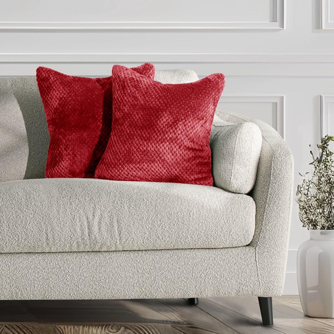 Pudebetræk Henry - rød jacquard med geometrisk motiv, 45×45 cm (sæt af 2)