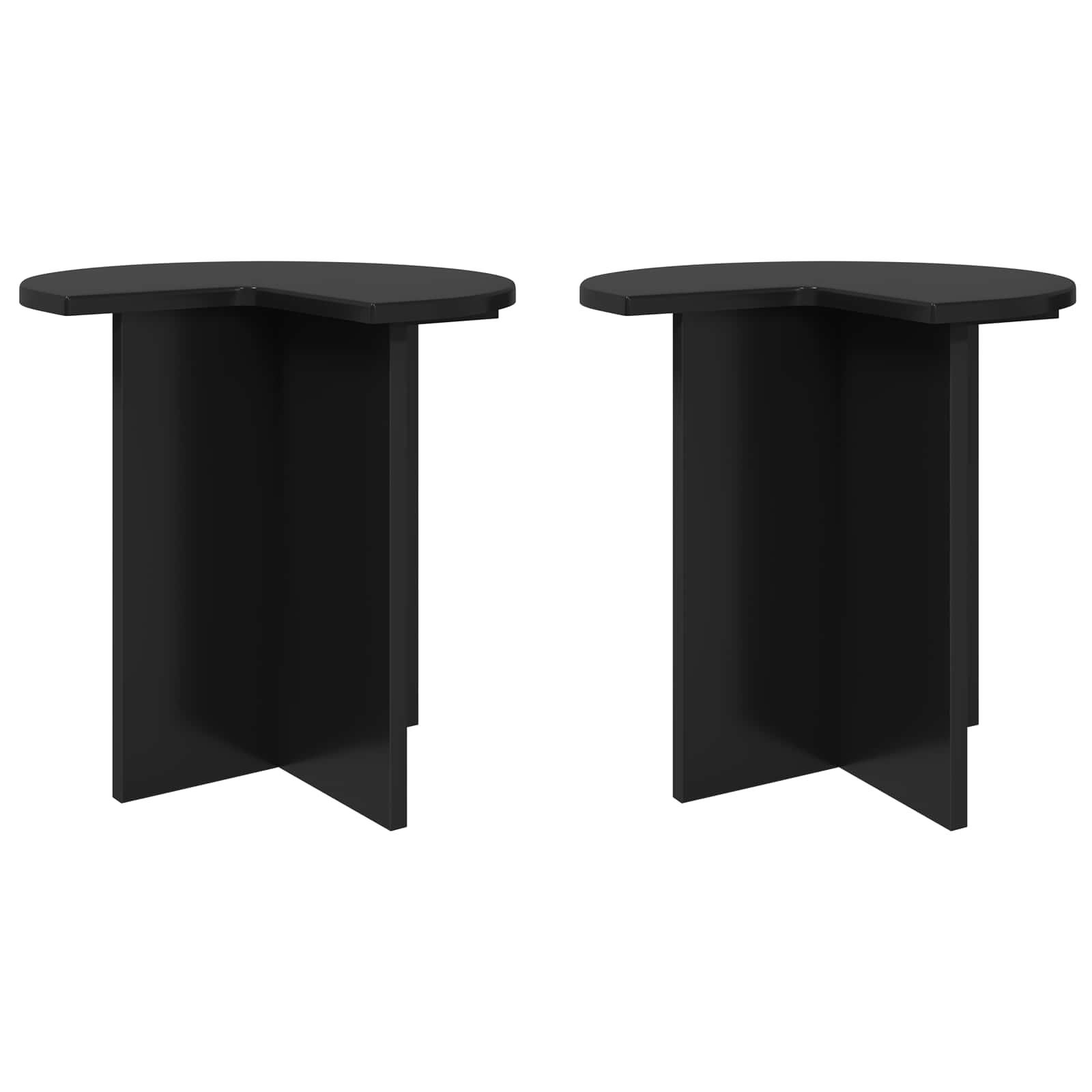 Sidebord 2 stk Sort eg Ø 39 x 38 cm Konstrueret træ
