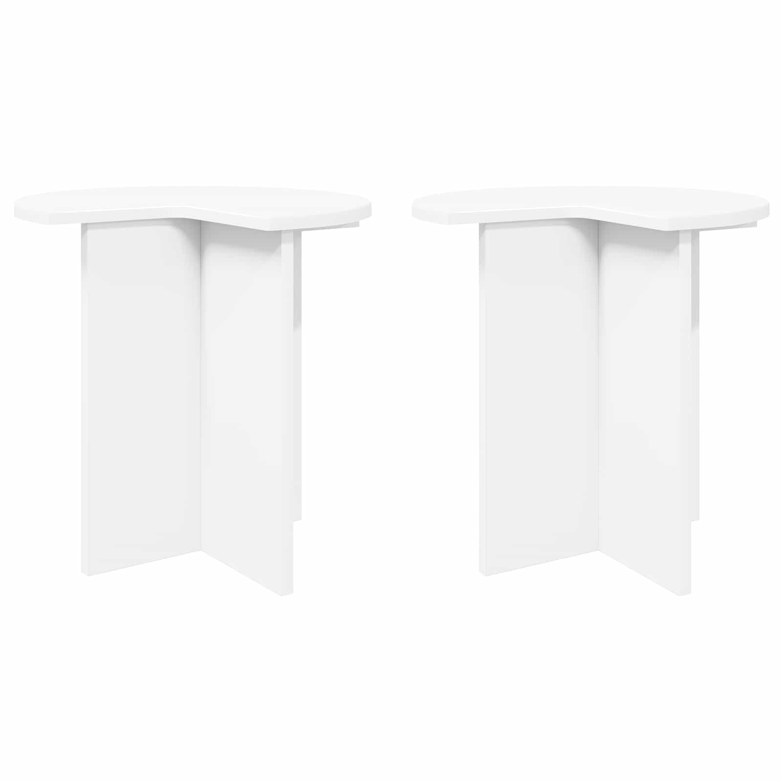 Sidebord med opbevaring 2 stk Hvid Ø 39 x 38 cm Konstrueret træ