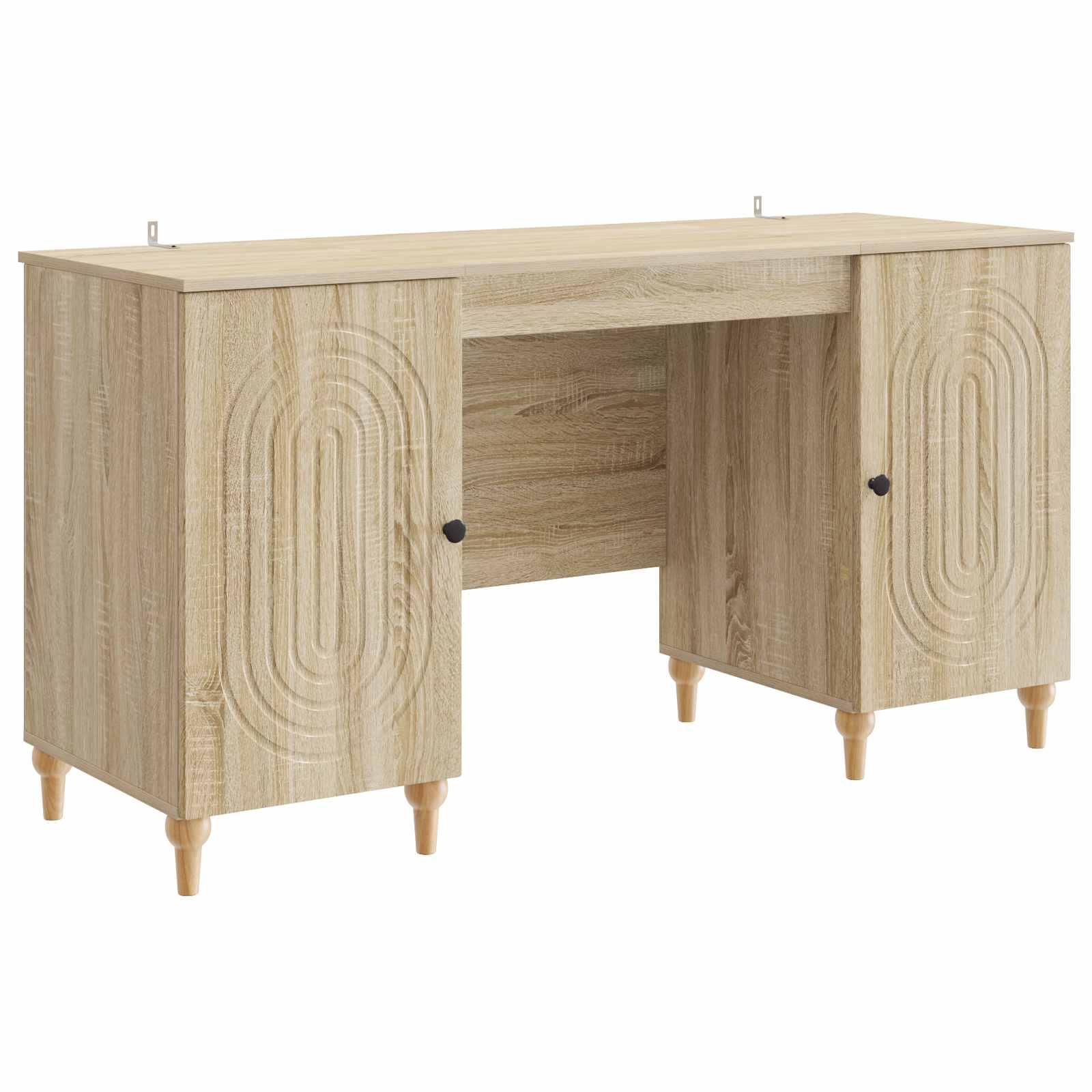 Skrivebord med hylder - Sonoma-eg, 142,5 × 50 × 75 cm, konstrueret træ