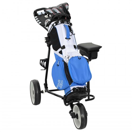 Golf Trolley med sæde Sort og Hvid 100 x 60 x 130 cm Jern