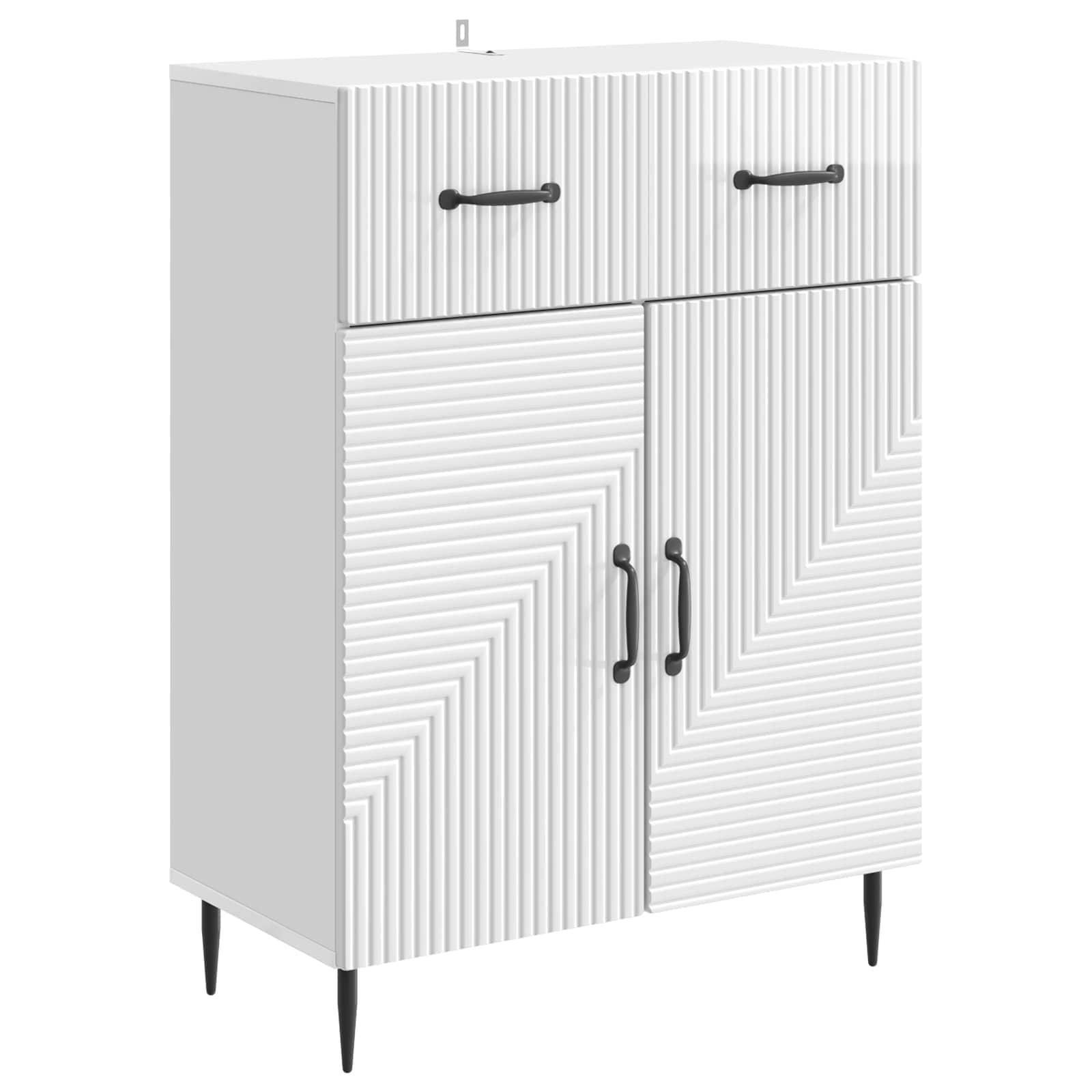 Sidebord Hvid højglans 66 x 34,5 x 89,5 cm Konstrueret træ