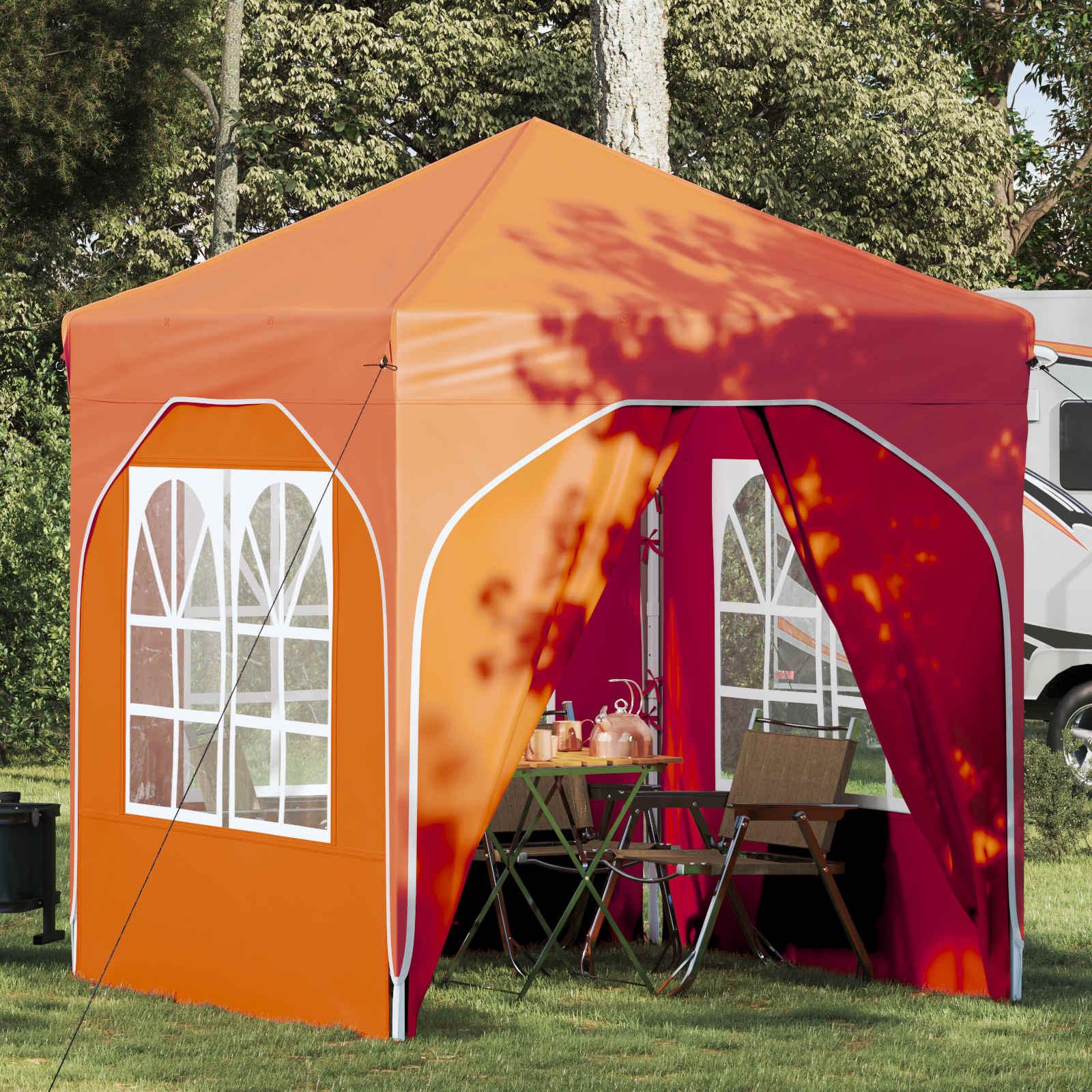 Pop-up festtelt 192 × 192 × 245 cm - orange, højdejusterbart