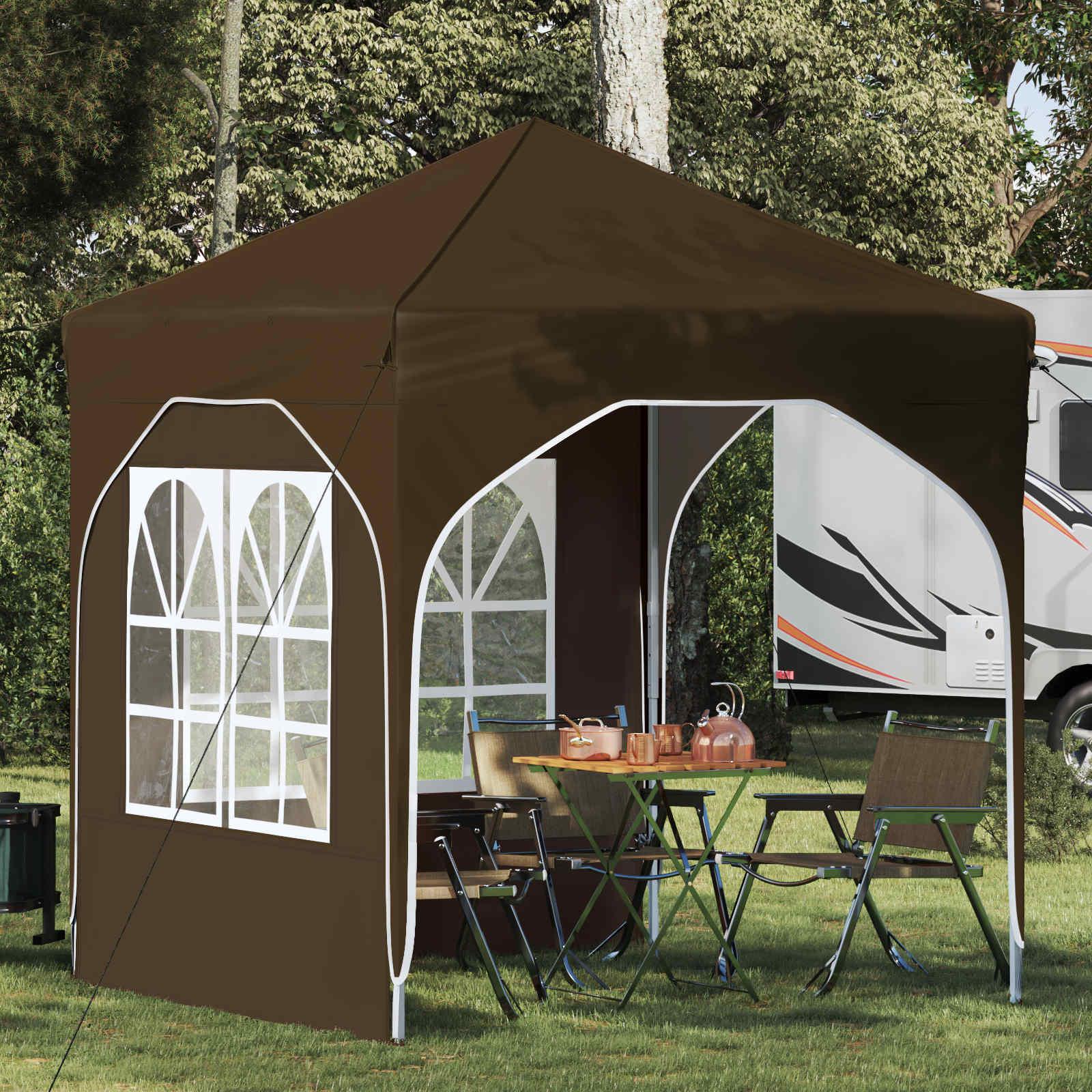 Pop-up festtelt 192 × 192 × 245 cm - gråbrun, vandtæt og UV-resistent