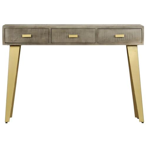 Konsolbord massivt mangotræ med messing 110 x 35 x 76 cm grå