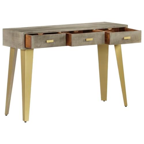Konsolbord massivt mangotræ med messing 110 x 35 x 76 cm grå
