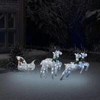 Rensdyr & kane udendørs juledekoration 100'er LED sølvfarvet