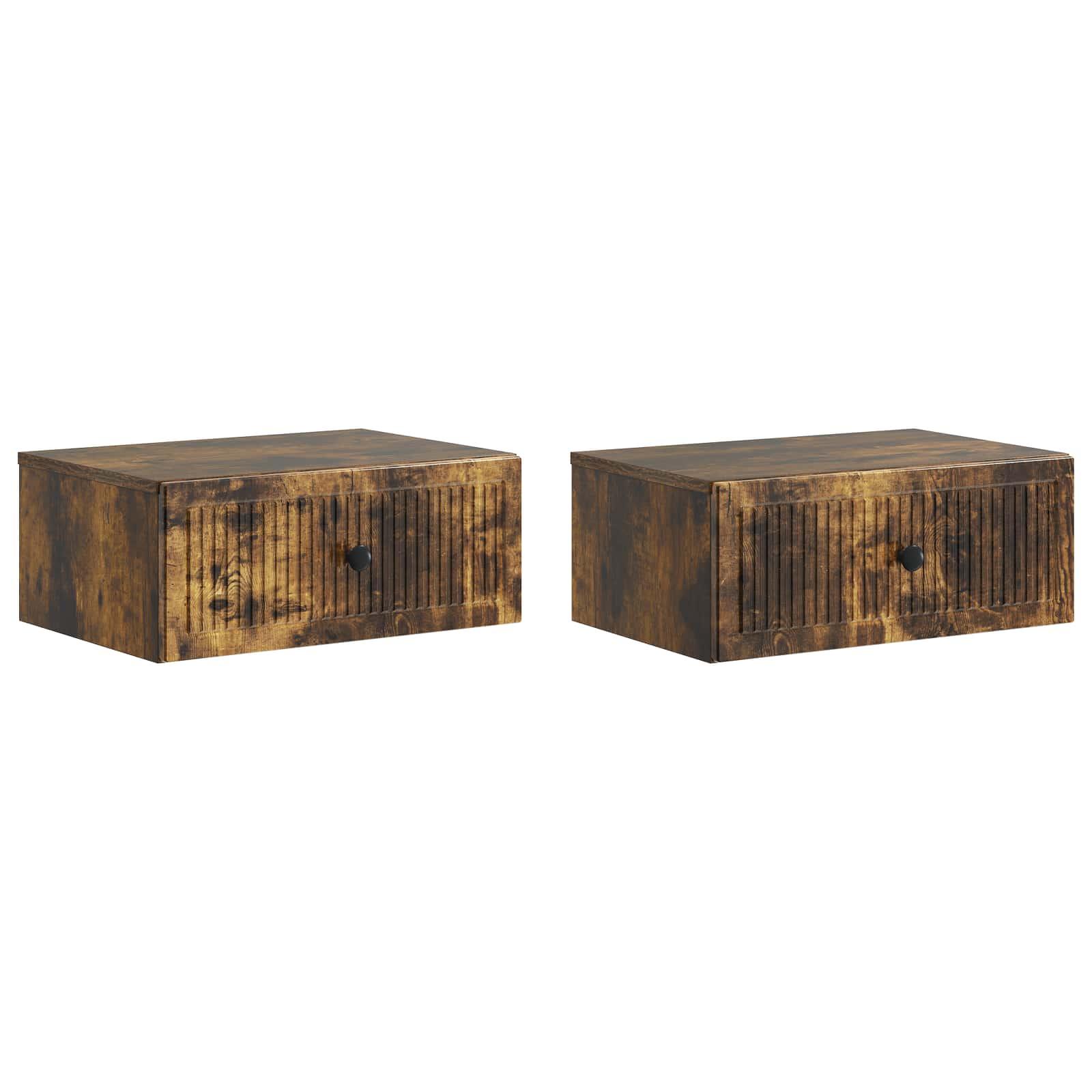 Natskab 2 stk Røget eg 49 x 34,5 x 20 cm Konstrueret træ