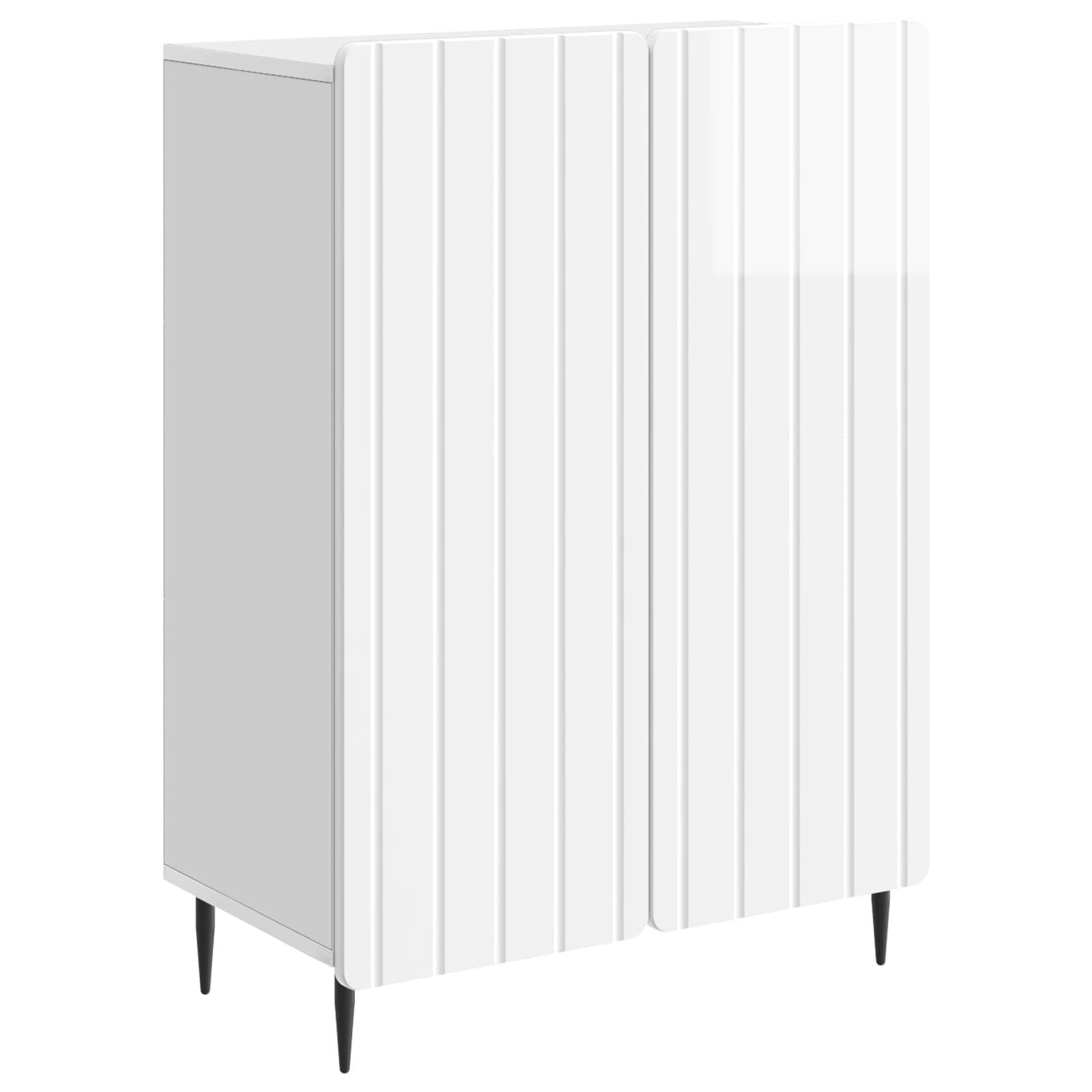 Sidebord Hvid højglans 66 x 34,5 x 92 cm Konstrueret træ