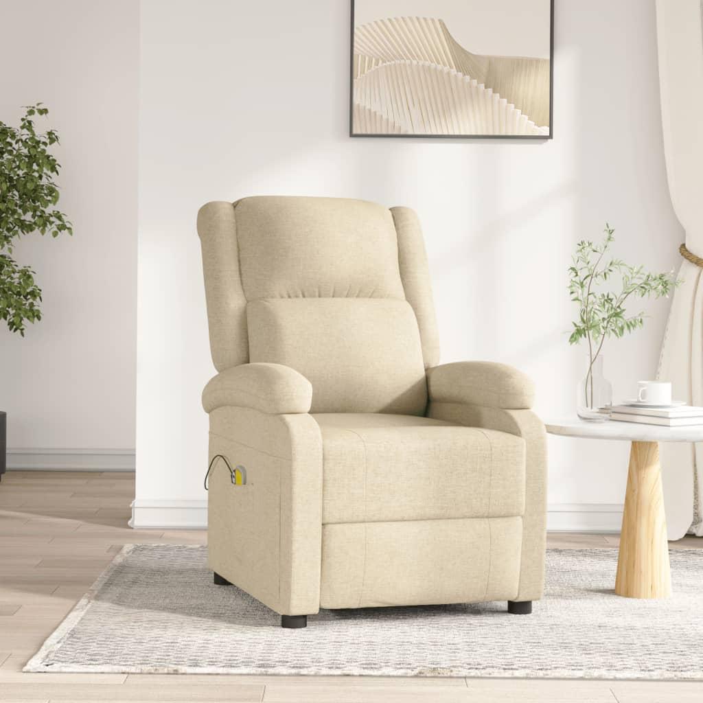 vidaXL eldrevet massagestol stof cremefarvet