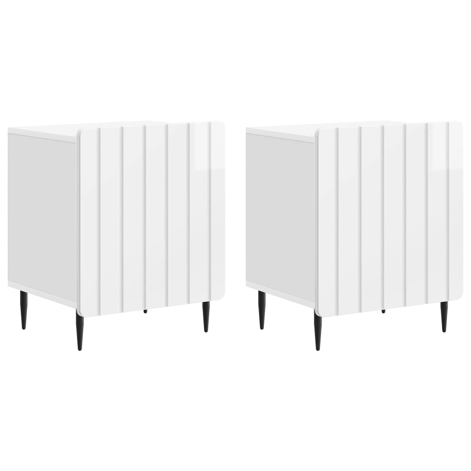Natskab 2 stk Hvid højglans 43 x 34,5 x 52 cm Konstrueret træ